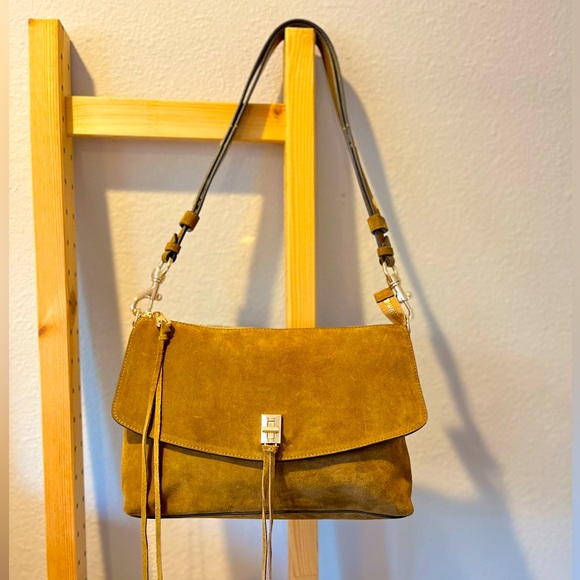 NWOT Rebecca Minkoff Darren Zip Suede Shoulder Bag in Whiskey - Picture 9 of 16